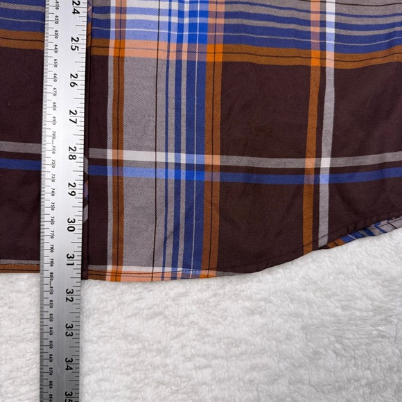 Mens Public Record Plaid Button Down‎ Shirt Brown Blue Orange Corduroy XL - Picture 8 of 8
